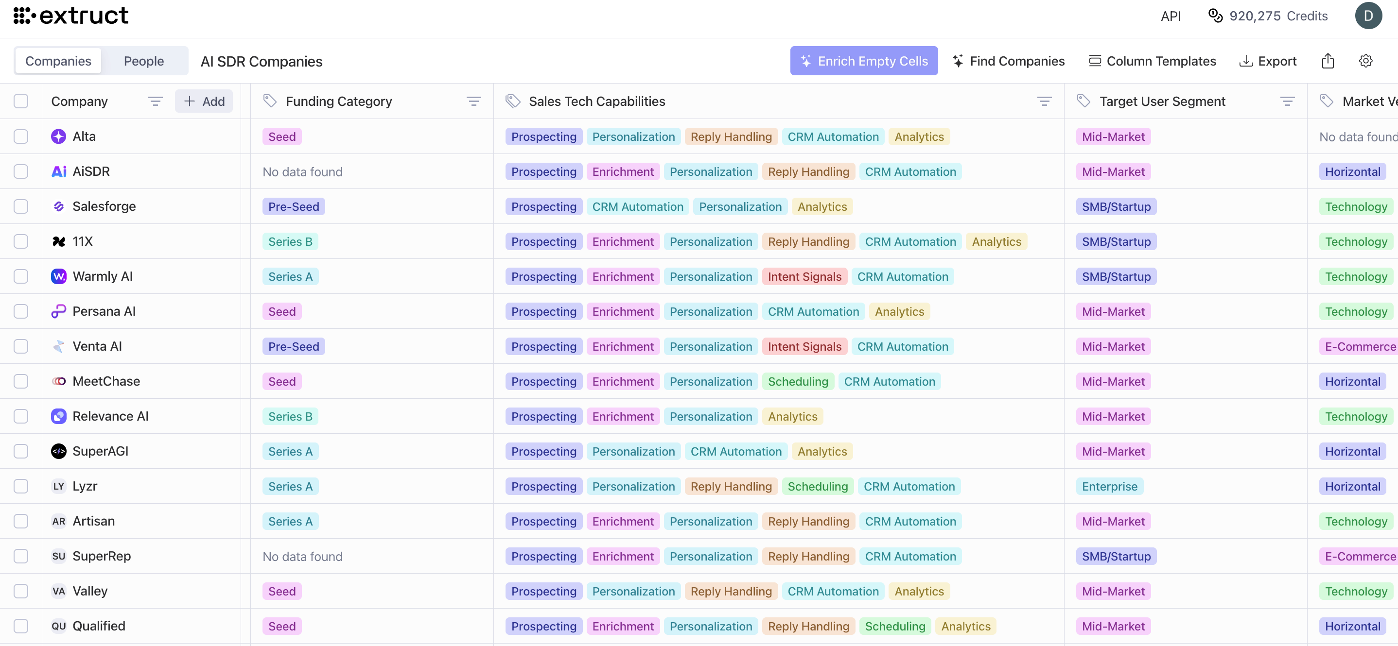 AI SDR Companies Table Preview - Click to view interactive table